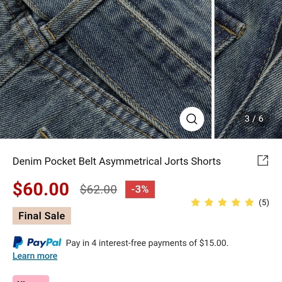 Denim Women's Shorts with Belt - Picture 8 of 9